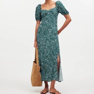 Madewell Teal Floral Midi Dress
